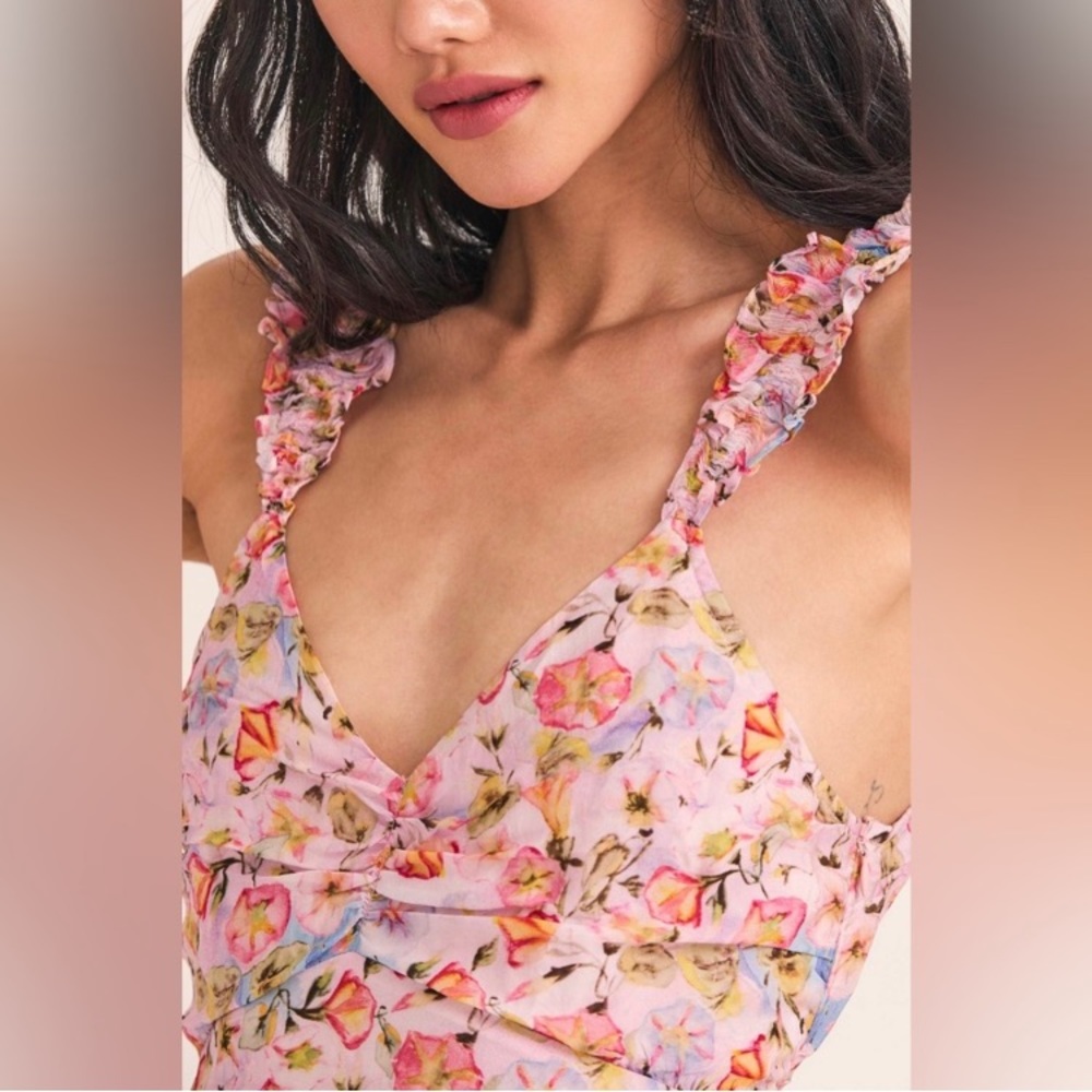 LoveShackFancy Ruffle Floral Mini Crepon Dress - Picture 7 of 14